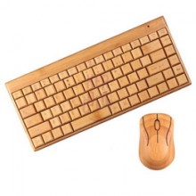 Беспроводная клавиатура+мышь, бамбук, мини